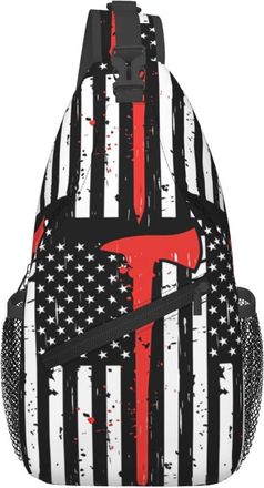 Generic Flag Firefighters Memorial Ameflag Cross Body Bag With Zipper Sling Bag Breathable Crossbody Bags For Camping Outdoors Traveling
