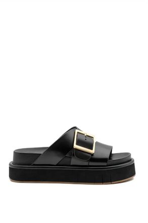 Paloma Barcel&oacute; Womens Palomitas Demi Leather Platform Sandal In Black