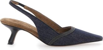 Brunello Cucinelli Blue Denim Slingback Pumps