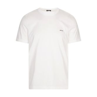 Kiton T-Shirts, male, White, M, Embroidered Logo White T-shirt and Polos
