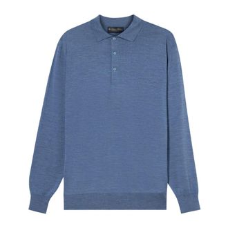 Brooks Brothers Truien & Vesten, Heren, Blauw, L, Wol, Merino Wolle Strick Poloshirt