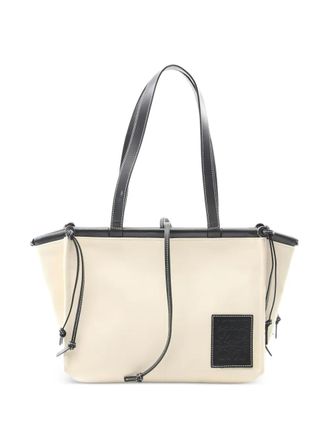 Loewe 00s Cushion leather-trimmed shoulder bag - women - Canvas/Leather - One Size - Neutrals