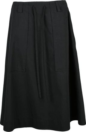 Moschino Black Cotton-Blend Zip Flared Midi Skirt