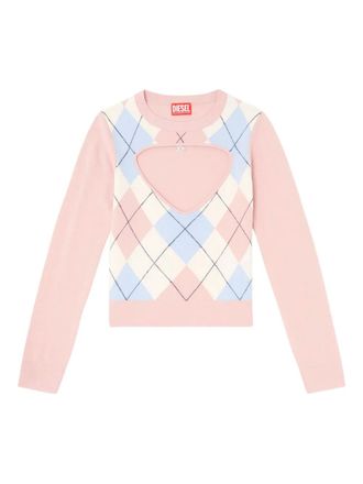 Diesel Romko trui met argyle-patroon en uitgesneden details - Roze