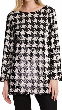 Tyler B&ouml;e Sandra Sequin Houndstooth Tunic Top In Black Houndstooth