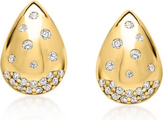 Ross-Simons Scattered-Diamond Teardrop Earrings in 18kt Gold Over Sterling