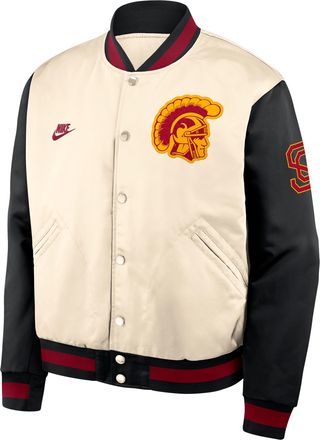 Nike USC Legacy Nike Mens College Full-Snap Bomber Jacket in Brown | 03O50KQ5SCV-UXC