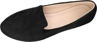 Generic Black Suede Texture Slip On Flats for Women Velvet Loafers Comfortable Casual Shoes