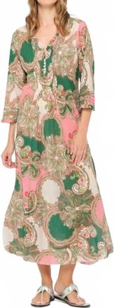 Oneseason Faro Long Poppy Dress In Coral