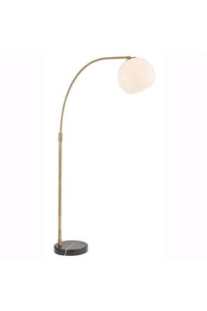 Netlighting Otto Complete Floor Lamp Matt Antique Brass Plate Opal Glass in Gold