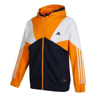 adidas Mens adidas Stripe Splicing Logo Printing Zipper Hooded Jacket Autumn Black HE7471