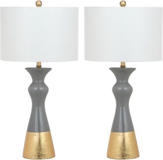 Safavieh Juego de 2 lamparas de mesa de ceramica oro