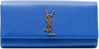 Saint Laurent Clutch Grain De Poudre Monogram Cassandre 2014 - Blu