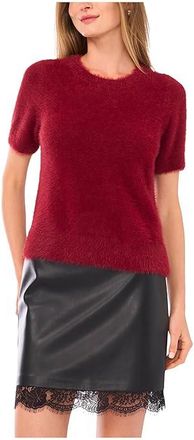 Vince Camuto Eyelashshort Sleeve Crew Neck Womens Sweater Crimson : XL, Nylon