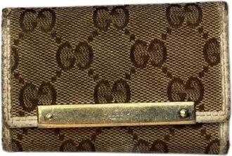 Gucci Pre-owned Vintage Kaarthouder / Sleutelhoeder - Dames - Vintage Accessoires - Beige - ONE Size - Leer - Vintage