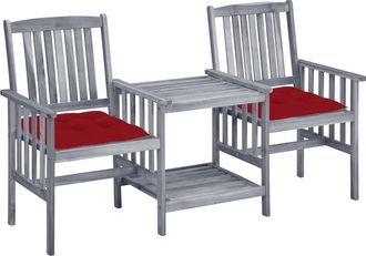 vidaXL Sillas De Jard&iacute;n Con Mesita Y Cojines Madera Maciza Acacia Vidaxl