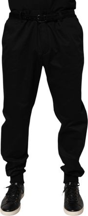 Dolce & Gabbana Mens Cotton Stretch Casual Trousers Black Elastane Polyester