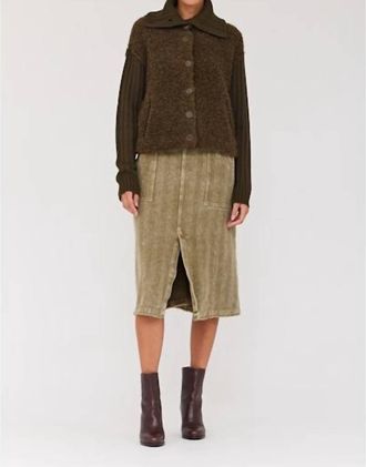 Raquel Allegra Work Skirt In Gold Green