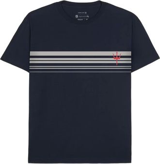 Osklen striped trident-emblem t-shirt - men - Fabric - P - Blue