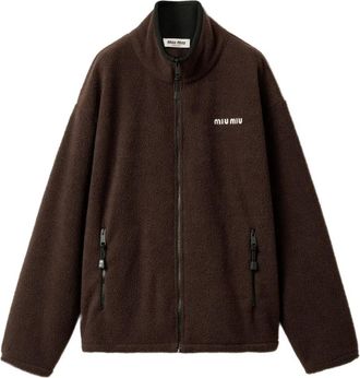 Miu Miu Giacca con logo ricamato - Marrone