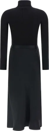 Elisabetta Franchi Ribbed Turtleneck Dress - Black