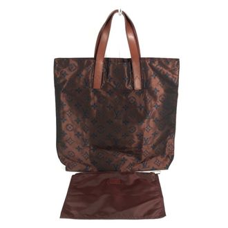 Louis Vuitton Brown Leather Nylon Shoulder Bag Tote Bag (Pre-Owned)