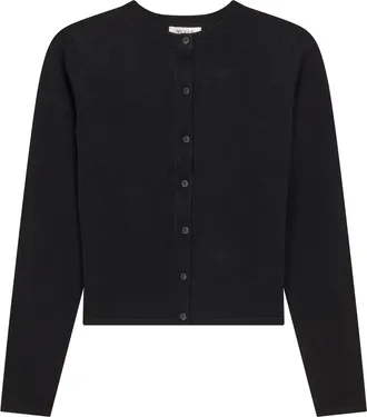 Vivid Cropped Ribbed Button Front Knit Cardigan in Black at Nordstrom, Size Small