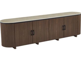 Habitat et Jardin Mueble Tv Oval portofino De Madera Y Cer&aacute;mica - 200 X 40 X 55 Cm - Marr&oacute;n