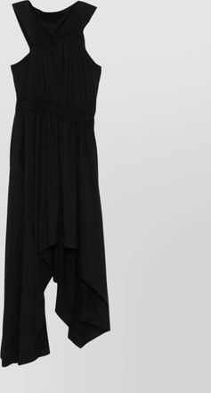 Alexander McQueen cotton asymmetric gathered sleeveless midi dress