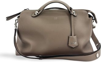 Fendi By The Way Satchel Calfskin Beige Leather Handbag (Pre-Owned)