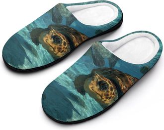 Generic Sea Turtle Prints Men Slippers Funny House Shoes Cotton Slipper for Indoor Outdoor