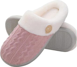 Generic Womens Indoor House Shoes Cozy Fuzzy Slippers with Memory Foam Warm Plush Bedroom Pantuflas para Mujer Pink 11UK