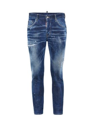 Dsquared2 Mens Skater Destroyed Denim Slim Fit Jeans - Blue Cotton - Size IT 48 (Mens)