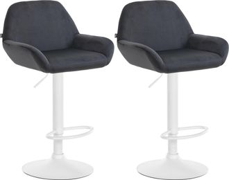 Clp Clp - Set De 2 Taburetes De Cocina Braga En Terciopelo Negro Metal Blanco Mate