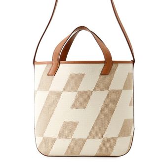 Herm&egrave;s Kara Gold Swift Leather Toile H Handbag Tote Bag (Pre-Owned)