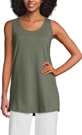 Lands End Supima Cotton Tunic Tank Top in Sage at Nordstrom, Size X-Small