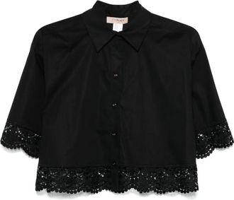 Twin-Set Camicia con rifinitura in pizzo - Nero