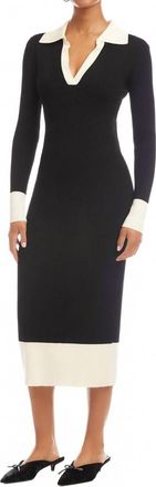 Fifteen Twenty Belle Ribbed Polo Dress In Black/cream