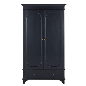 Maisons du monde Armario con 2 puertas y 1 caj&oacute;n negro carb&oacute;n y metal color lat&oacute;n 104 cm