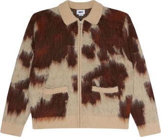 Obey Trui met Koeienprint en Rits - Heren - Vesten - Veelkleurig - XL - Wol - Truien & Vesten