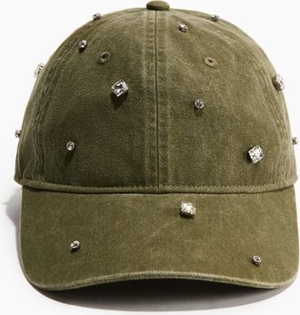H&M Rhinestone-embellished twill cap - Green
