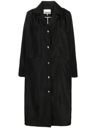 Ganni notched-lapel single-breasted coat - Black