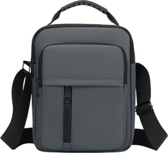 Generic Compatible For Mens Stylish Casual Oxford Crossbody Bag Small Sling Messenger with Multiple Zipper Pockets(White)