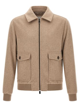 Pal Zileri Beige Wool Full-Length Mens Jacket