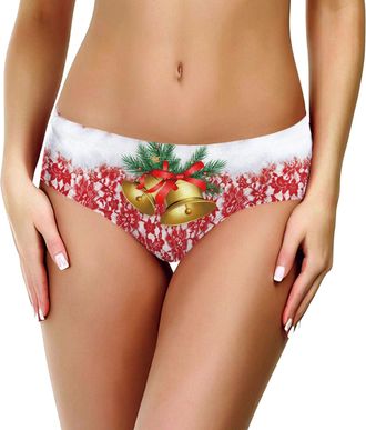 Generic Womens Christmas Printed Panties Womens Snowman Printed Briefs Christmas Santa Costume Xmas Panties Funny Underwear Knickers Print Briefs Xmas Santa O
