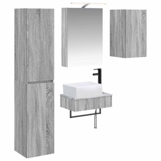 vidaXL Juego De Muebles De Ba&ntilde;o 5 Pcs Sonoma Gris Vidaxl