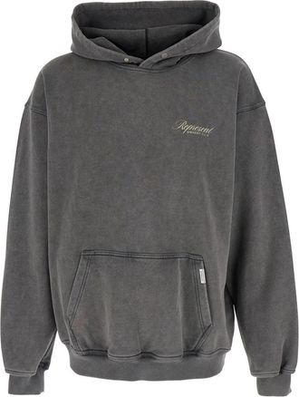 Represent Grey Sweatshirt With Logo Print On Front And Back And Faded Effect In Cotton Man