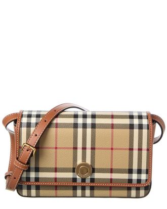 Burberry Check E-Canvas & Leather Crossbody
