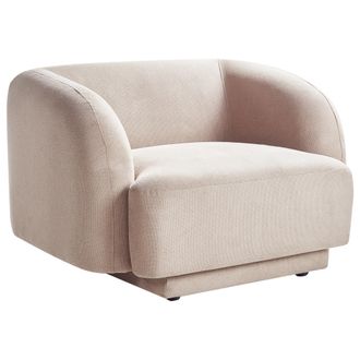 Beliani Beliani - Sill&oacute;n Curvado Glam Art Deco Con Reposabrazos Tela Gris Pardo Skjanes