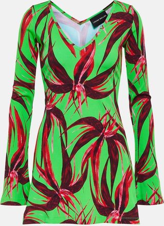 Louisa Ballou Printed ribbed-knit jersey minidress